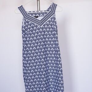 Navy and White Print Dress